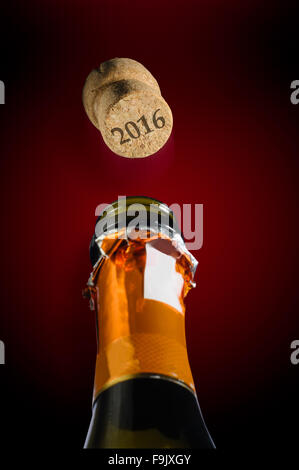 Champagne pour le nouvel an deux mille seize Banque D'Images