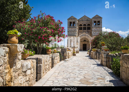 La façade extérieure de l'église franciscaine de la Transfiguration sur le Mont Thabor, en Galilée, Israël, Moyen Orient. Banque D'Images