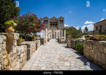 La façade extérieure de l'église franciscaine de la Transfiguration sur le Mont Thabor, en Galilée, Israël, Moyen Orient. Banque D'Images