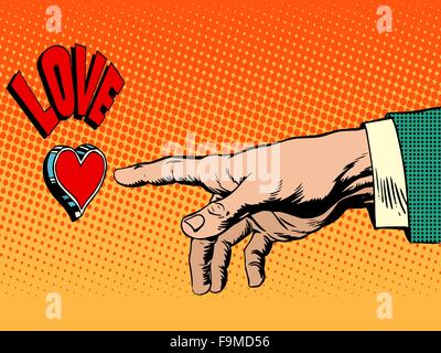 Love romance main appuie sur le bouton Illustration de Vecteur