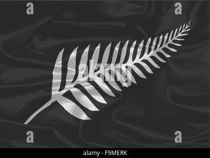 SIlver fern drapeau de soie si la Nouvelle-Zélande Illustration de Vecteur