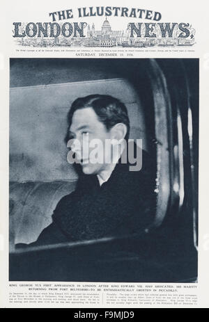 Décembre 1936. Couvrir de l'Illustrated London News magazine montrant la première apparition en public du roi George VI après l'abdication de son frère, le roi Édouard VIII Banque D'Images