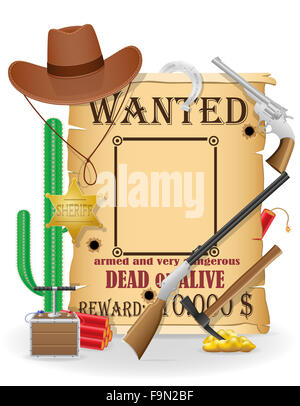 Wild West cow-boy icônes concept illustration isolé sur fond blanc Banque D'Images