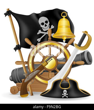 Icônes concept pirate illustration isolé sur fond blanc Banque D'Images