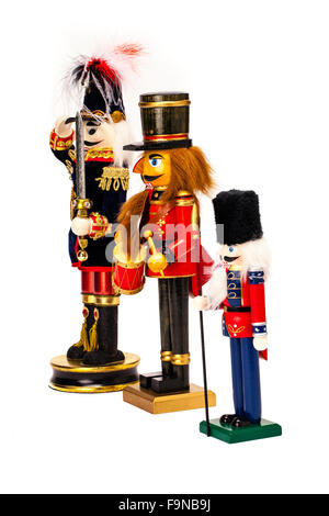 Figurine traditionnels Casse-noisette Noël isolated on white Banque D'Images