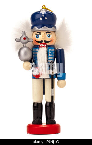 Figurine traditionnels Casse-noisette Noël isolated on white Banque D'Images