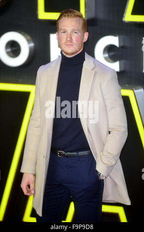 Greg Rutherford à la Star Wars : Le travail s'éveille, première Européenne à Leicester Square, Londres Banque D'Images