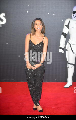 Myleene Klass au Star Wars : Le travail s'éveille, première Européenne à Leicester Square, Londres le 16 décembre 2015 Banque D'Images