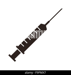 L'icône de seringues d'injection isolé sur fond blanc Banque D'Images