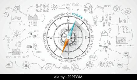Vector compass sur le marketing et la vie Illustration de Vecteur