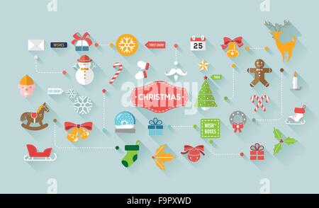 Icônes de noël couleur Illustration de Vecteur