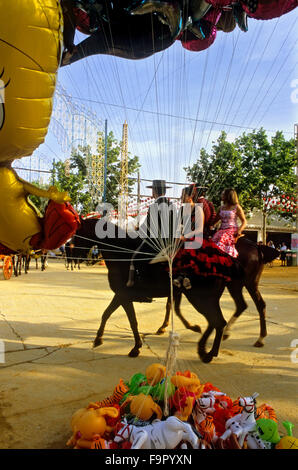 Feria de Grenade. Juste, au cours CorpusChristi, chevaux et des ballons,Grenade, Andalousie, Espagne Banque D'Images