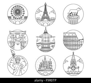 Célèbre ville vector icons Illustration de Vecteur