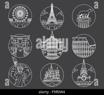 Célèbre ville vector icons Illustration de Vecteur