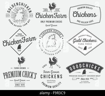 Poulet de qualité de scénario et d'étiquettes badges pour toute utilisation Illustration de Vecteur