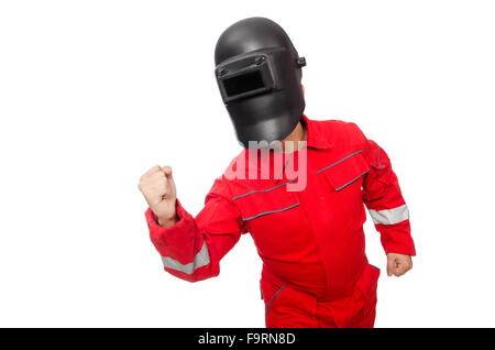 Soudeur drôle isolated on white Banque D'Images