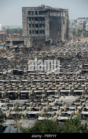 Après l'Explosion de Tianjin, blast site. Photo Jayne Russell 17 août 2015 17.08.15 Banque D'Images
