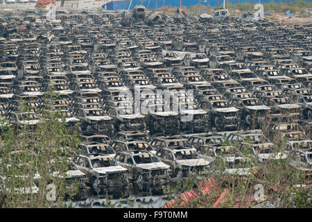 Après l'Explosion de Tianjin, blast site. Photo Jayne Russell 17 août 2015 17.08.15 Banque D'Images