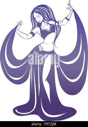 Femme dansant en pose expressive silhouette. Illustration de Vecteur