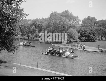 Swan boats, jardins publics, Boston, Massachusetts, Etats-Unis, vers 1905 Banque D'Images