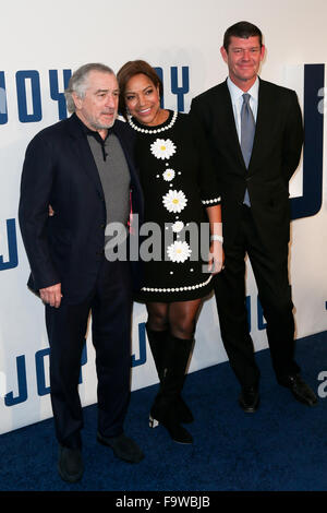 (L-R) l'acteur Robert De Niro, Grace Hightower et James Packer assister à la 'Joy' première au Ziegfeld Theatre. Banque D'Images