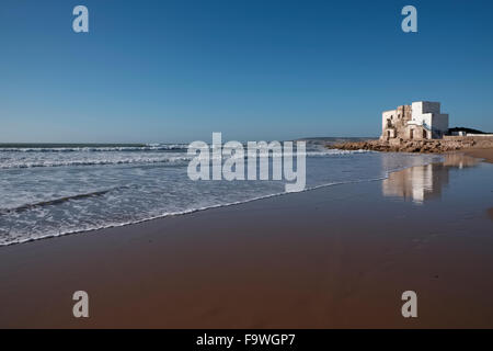 La plage de Sidi Kaouki, près d'Essaouira Mogador au Maroc Banque D'Images