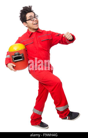 Soudeur drôle isolated on white Banque D'Images