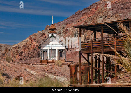 Ville fantôme dans le désert du Nevada.Calico ancienne ville minière, près de Las Vegas, attraction touristique Banque D'Images