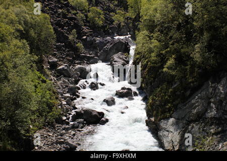 A Rocky River vu de l'Flamsbana in Norway ( Flam Railway ) dans Flam Norvège Banque D'Images