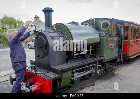 Talyllyn Railway (Rheilffordd Talyllyn), Chemin de fer à voie étroite préservé, Tywyn, anciennement Towyn, La Baie de Cardigan, Gwynedd, Pays de Galles Banque D'Images