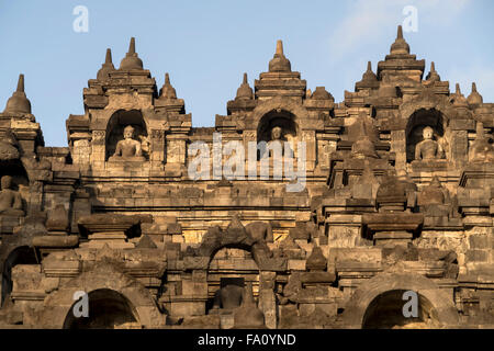 9e siècle près de Borobudur Temple bouddhiste Mahayana, Yogyakarta, Java centrale, Indonésie, Asie Banque D'Images