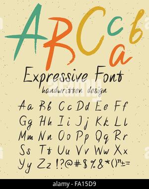 Manuscrite font design expressif Illustration de Vecteur