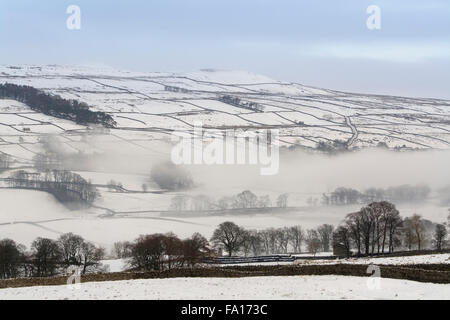 Misty landscape near Hawes dans Wensleydale, Yorkshire du Nord Banque D'Images