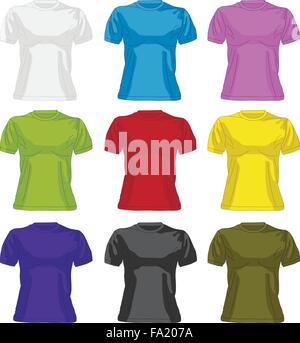 Ensemble de t-shirts femme colorés Illustration de Vecteur