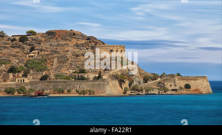 L'île de Spinalonga Crète avec seascape Banque D'Images