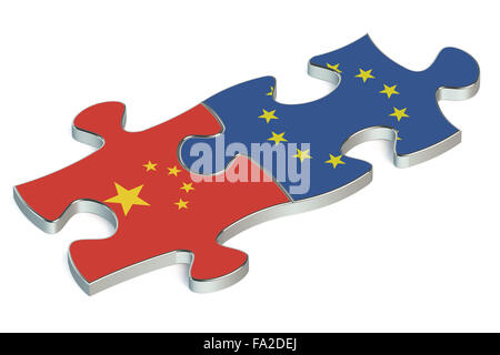 La Chine et l'Union européenne drapeaux de puzzles Banque D'Images