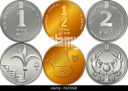 Mettre de l'argent argent israélien sicle coins Illustration de Vecteur