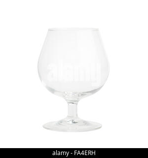 Seul le verre de brandy vide isolé sur fond blanc Banque D'Images