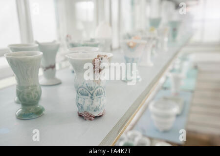 Sur le plateau vases en porcelaine dans une maison de verre, Bavière, Allemagne Banque D'Images