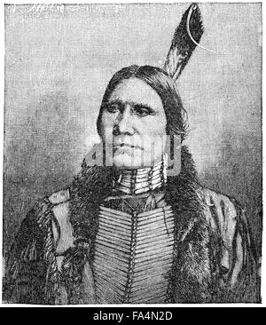 Chef de l'American Horse (1840-1908), chef Lakota Oglala, livre des illustrations de "horreurs indien ou les massacres de la hommes rouge", par Henry Davenport Northrop, 1891 Banque D'Images