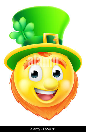 Un dessin de St Patricks Day Leprechaun caractère emoticon emoji Banque D'Images