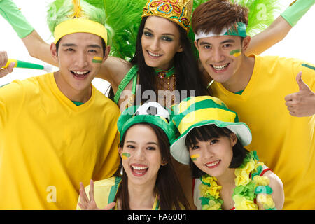 Les jeunes fans cheer Banque D'Images