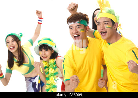 Les jeunes fans cheer Banque D'Images