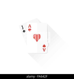 Ace of Hearts vecteur et valet de pique des jeux de cartes télévision couleur design illustration isolé sur fond blanc avec ombre Illustration de Vecteur