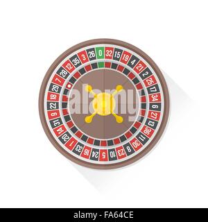 Jeu roulette casino vector design plat illustration isolé sur fond blanc avec ombre Illustration de Vecteur