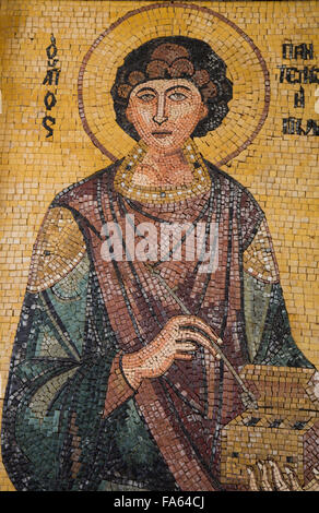 Mosaïques d'images sur le mur de St George's Church, Madaba, Jordanie Banque D'Images