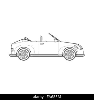 Contour noir monochrome vecteur roadster convertible type de carrosserie du véhicule illustration isolé sur fond blanc Illustration de Vecteur