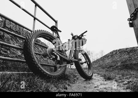 Une grosse moto garée dans la campagne Banque D'Images