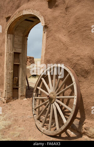 Fort Union National Monument, vieille roue de chariot, New Mexico, USA
