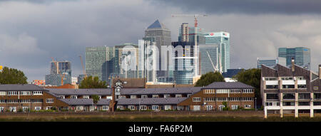 Canary Wharf et de maisons côté Thames London Greenwich Park Banque D'Images